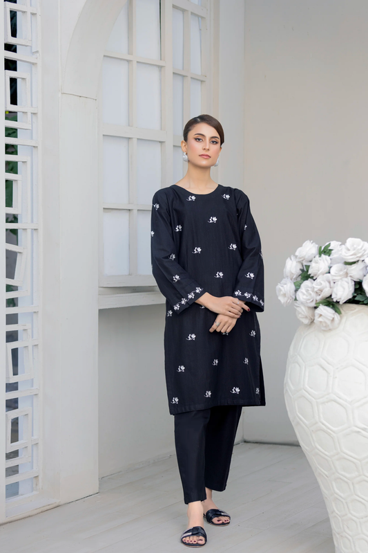 TWO PIECE STITCHED - CHARKHHA BLACK