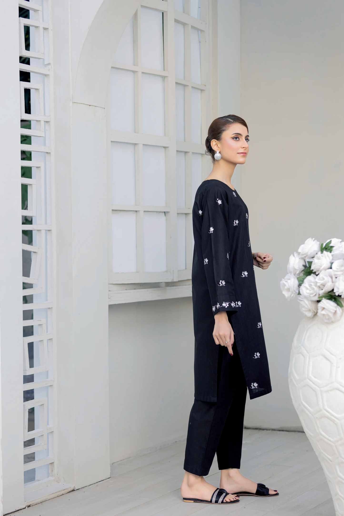TWO PIECE STITCHED - CHARKHHA BLACK