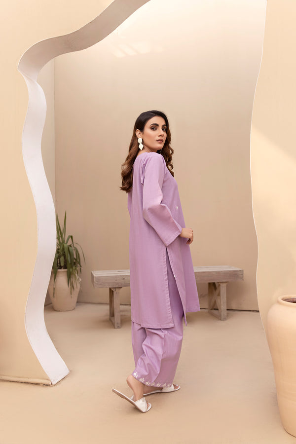 TWO PIECE STITCHED - CHARKHHA LILAC