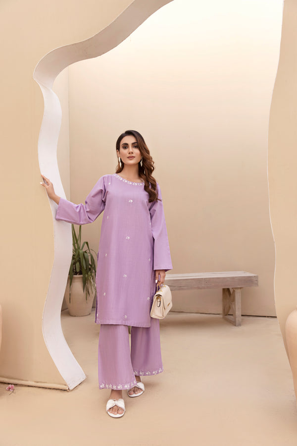 TWO PIECE STITCHED - CHARKHHA LILAC