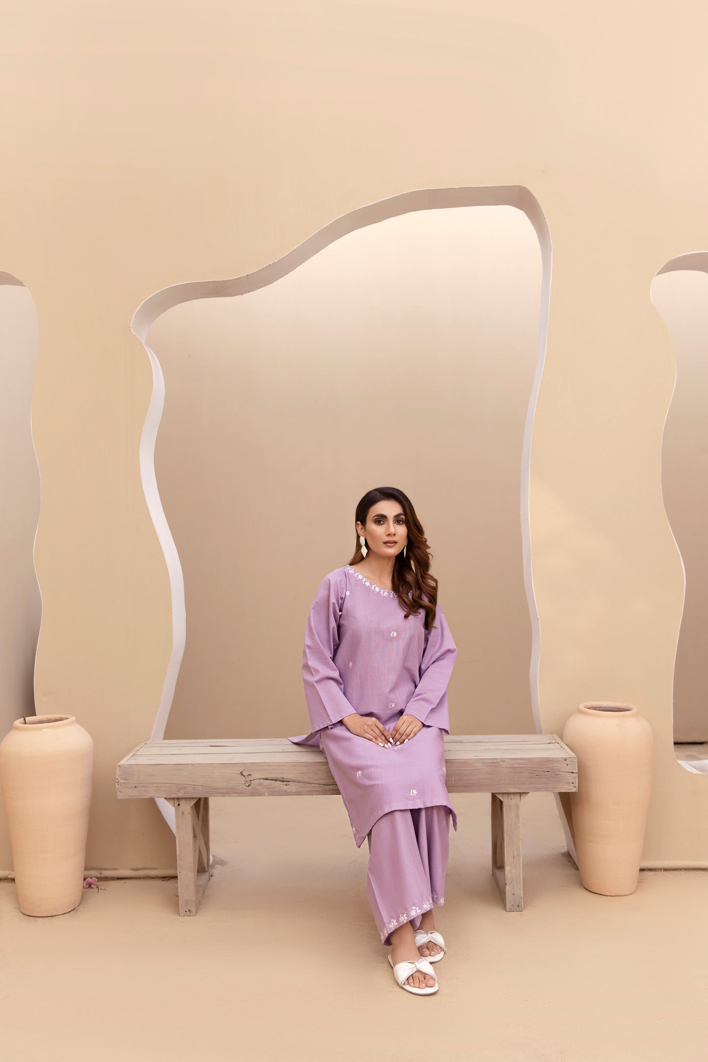 TWO PIECE STITCHED - CHARKHHA LILAC