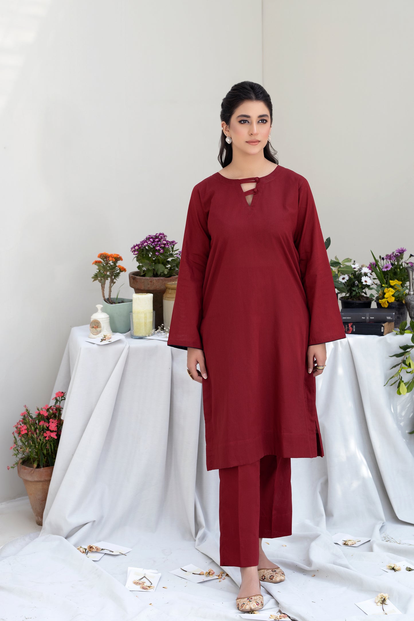 TWO PIECE STITCHED - CRIMSON