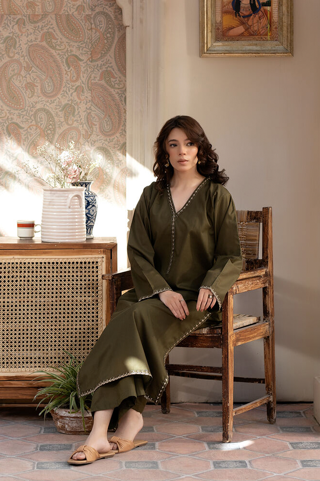 TWO PIECE STITCHED - OLIVE
