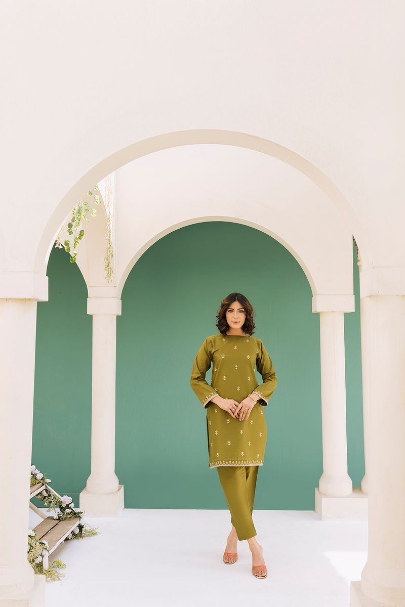 TWO PIECE STITCHED - Earthly Olive